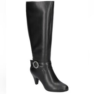 Bella Vita Roma Black Heeled Boots with Buckle, side zipper size 8 NEW